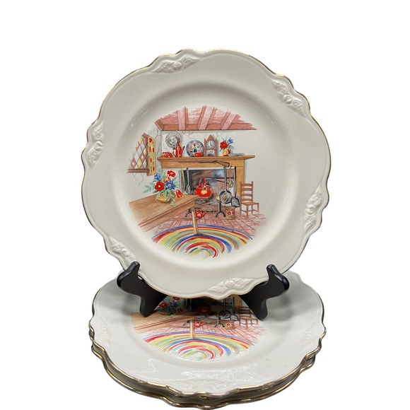 Vintage Homer Laughlin Virginia Rose (Colonial Kitchen) Set of 4 Dinner Plates - Picture 2 of 4